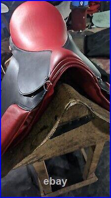 New Design BLACK LEATHER WITH RED SYNTHETIC English All Purpose Jumping Saddle