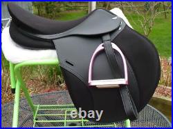 New Design English Jumping Saddle Synthetic +Suede Black Size 14 to 18 inch