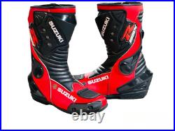 New Design Suzuki Motorcycle Boots Motorbike Racing Shoes Genuine Leather