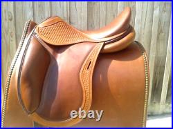 New Dressage All Purpose Handmade Tooling Carving Leather Saddle Size 15 to 18
