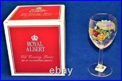 New Original Box ROYAL ALBERT Glass OLD COUNTRY ROSES All Purpose Set 4 Goblets