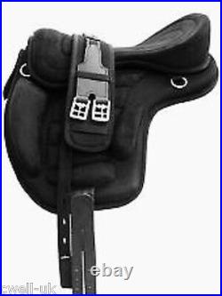 New Synthetic All Purpose Treeless Saddle BLACK 17+ free Girth GREAT OFFER