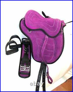 New Synthetic All Purpose Treeless Saddle Purple pony 12 free Girth Stirrups