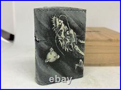 New ZIPPO Limited Edition Leather-Bound DRAGON All-Sides Design Lighter w Box
