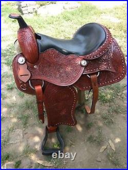 New western Brown leather saddle size 14 to 17 inch
