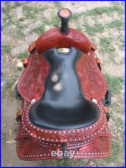 New western Brown leather saddle size 14 to 17 inch