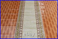 Oriental Long Runner Rug Gold Color Silk Stripped Design 2x10 ft Hand-Knotted