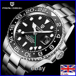 Pagani Design PD-1662 All-Black GMT Auto 40mm watch, 3-LINK Bracelet UK Stock