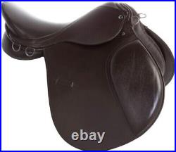 Premium Brown Leather English All Purpose Close Contact Jumping Horse Saddle