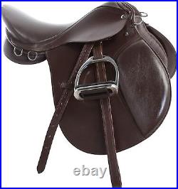 Premium Brown Leather English All Purpose Jumping Horse Saddle Set 10 To 18