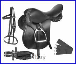 Premium Leather All Purpose Black English Riding Horse Saddle Free Shipping