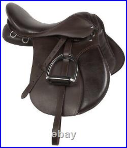 Premium Leather English Jumping All Purpose Riding Horse Saddle Tack 14-18 inch