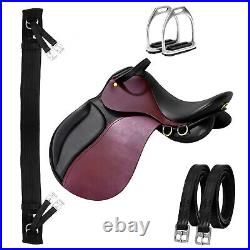 Premium Leather Jumping Horse Saddle English Riding All Purpose Tack 14-18 inch