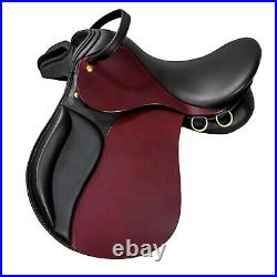 Premium Leather Jumping Horse Saddle English Riding All Purpose Tack 14-18 inch