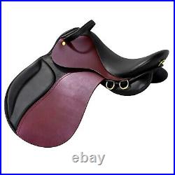 Premium Leather Jumping Horse Saddle English Riding All Purpose Tack 14-18 inch