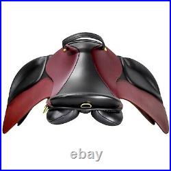 Premium Leather Jumping Horse Saddle English Riding All Purpose Tack 14-18 inch