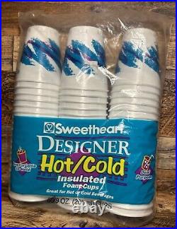 RARE SEALED NEW Lot Of 60 90s Jazz Design Styrofoam Cups Sweetheart 9oz