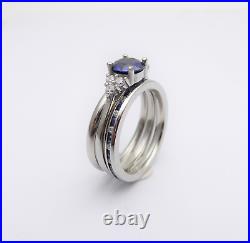 Round Shape Design 14K Rose Gold Solid Moissanite Studded Sapphire Ring For She