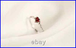 Ruby Ring For Her Moissanite Studded Band Heart Cut Design 14K Yellow Gold Solid