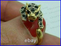 S. Royal Design Simulated 2CT Blue Sapphire Panther Engagement Ring 14K Gold Over