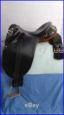 Saddle stock 17 DD leather color Black harness drum dye finished and embossing