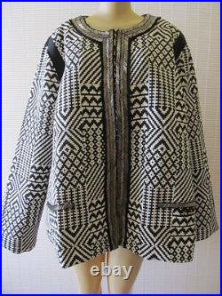 Sharif Couture Geometric Design Embellished Long Sleeve Jacket Size 2x Nwt