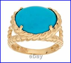 Sleeping Beauty Turquoise Rope Design Ring REAL 14K Yellow Gold QVC ALL SIZES