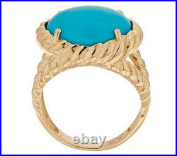 Sleeping Beauty Turquoise Rope Design Ring REAL 14K Yellow Gold QVC ALL SIZES
