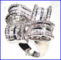 Square Petals Design Big Women's All Shinning 15. CT CZ 360 Rotation Surface Ring