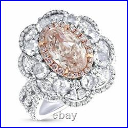 Statement Pink Halo and Prong-set Flower Design 925 Sterling Silver Womens Ring