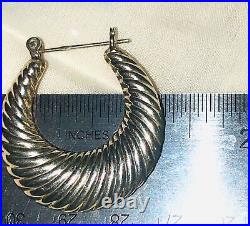 Sterling Silver Large Twist Hoop Earrings Fancy Thick MOD Hinged Elegant 1.25