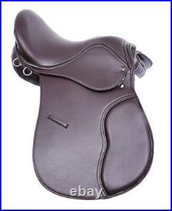 Synthetic Leather All Purpose Horse Saddle Extra Wide Fit Plain Black & Brown