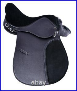 Synthetic Leather All Purpose Horse Saddle With Black Suede Seat Pad Halflinger