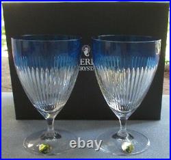 TWO Waterford Crystal Mixology Argon Blue All Purpose Goblets Mint & New in Box