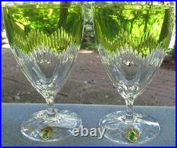 TWO Waterford Crystal Mixology Neon Green All Purpose Goblets Mint & New in Box