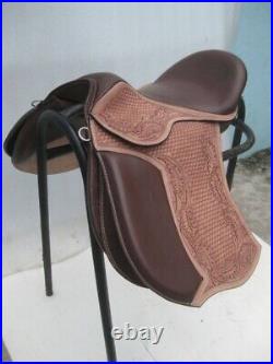 Treeless jumping All Purpose Handmade Tooling Leather GP SaddleSize 15 to 17.5