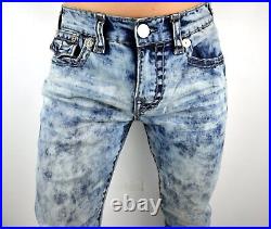 True Religion Men's Ricky Acid Wash Relaxed Straight Super T Jeans 107954