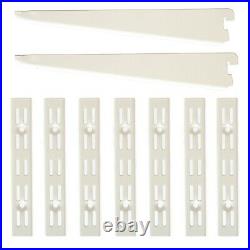 Twin Slot Shelving System White 10 Pack of Support Uprights, Brackets & Bookends