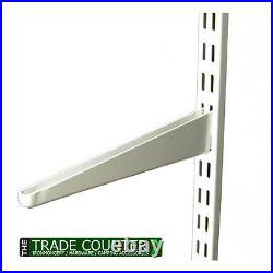 Twin Slot Shelving System White Uprights, Brackets & Bookends Adjustable Racking