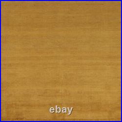 Versatile Gabbeh Solid Design Gold Wool Modern Square Rug Ideal for Any Room 7x7