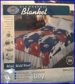 Vintage BEACON Wild Wild West All Purpose Blanket Twin/Full NEW SEALED