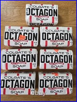 Vintage Lot of 7 Colgate's OCTAGON All-Purpose Large Soap Bar 7 oz NEW