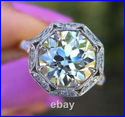 Vintage Style Engagement Ring White Round Brilliant-cut Milgrain Design Jewelry