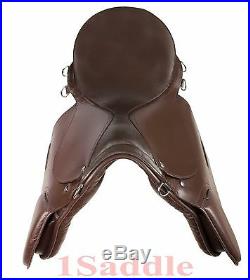 WIDE TREE GULLET BROWN CLOSE CONTACT ENGLISH HORSE LEATHER SADDLE 16 18 in