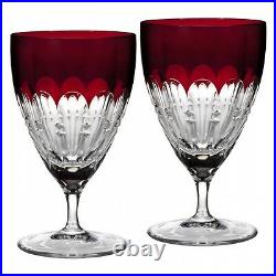Waterford Crystal All Purpose Ruby Red Crystal Stem Glasses Set of (2) BRAND NEW