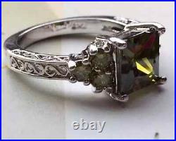 Wedding Peridot Ring For Her Moissanite Studded 14K Yellow Gold Solid Design Art