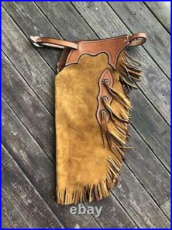 Western Chinks Chaps Leather Cowhide Roughout Size Large 34-48 Waist Range USA
