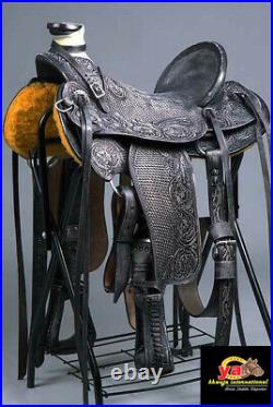 Western Hot seat saddle 16on eco-leather buffalo black color drum dye finished