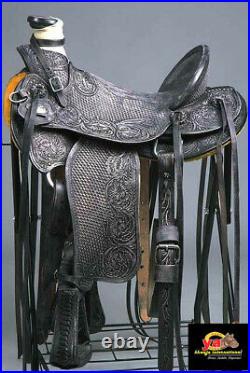 Western Hot seat saddle 16on eco-leather buffalo black color drum dye finished
