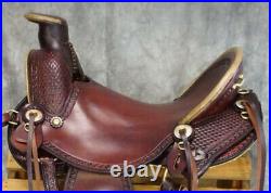 Western Hot seat saddle 16on eco-leather buffalo reddish brown drum dye finish